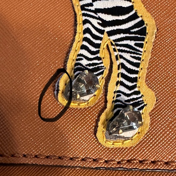Aldo Plumsprings Crossbody Handbag Zebra Design & Patch With Gemstones - Picture 8 of 16